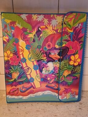Vintage 1990s Lisa Frank Tropical Penguin 3 Ring Trapper Keeper W/ 3 Folders